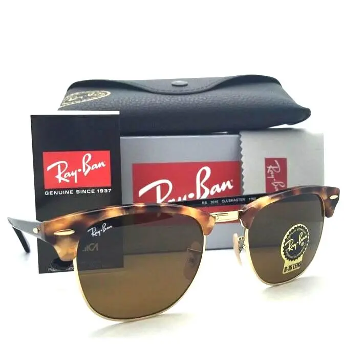 Ray-ban Sunglasses Clubmaster RB 3016 1160 51-21 Havana Gold Frame W/brown
