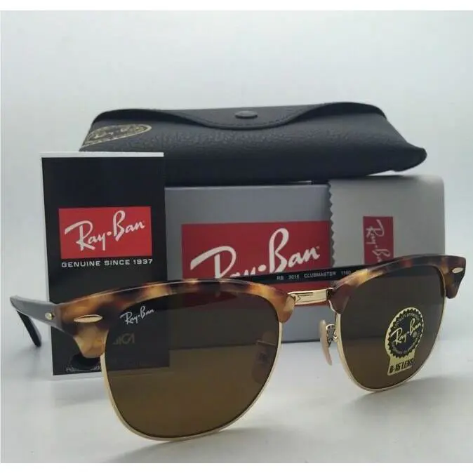 Ray-ban Sunglasses Clubmaster RB 3016 1160 51-21 Havana Gold Frame W/brown