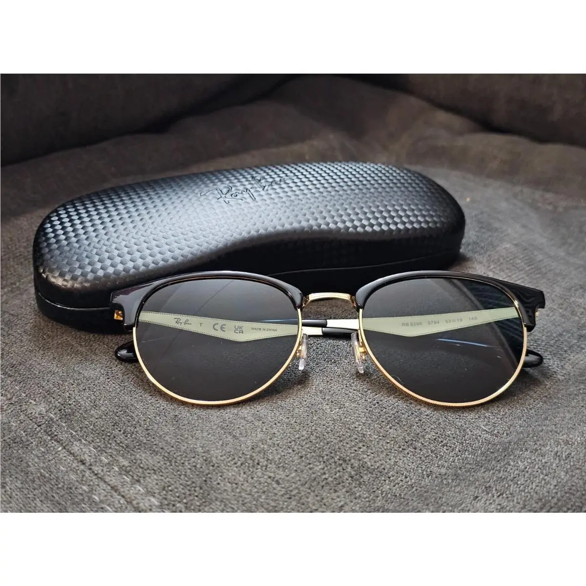 Ray-ban RB6396 5784 Black Gold Eyeglasses 53-19-145 Gray Polaroized
