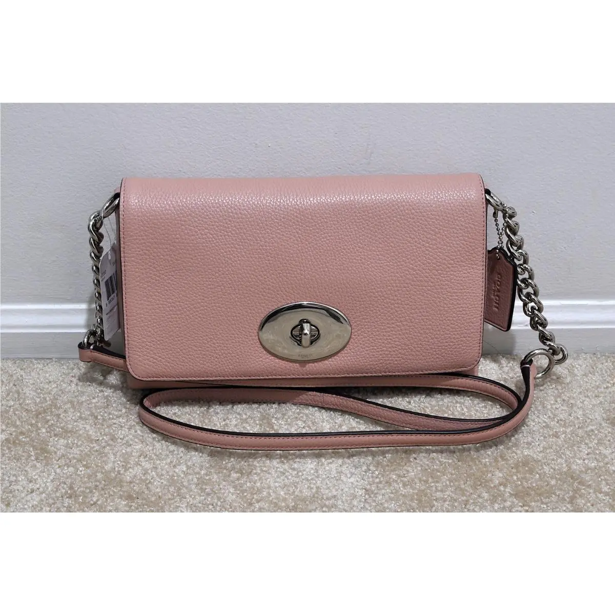 Coach Crosstown Crossbody in Pebble Leather in Blush Pink 53083