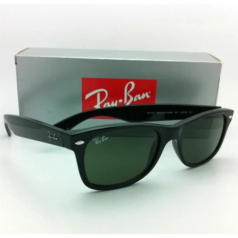 Ray-ban Sunglasses RB 2132 901 52-18 Wayfarer Black Frames G-15 Green Lenses