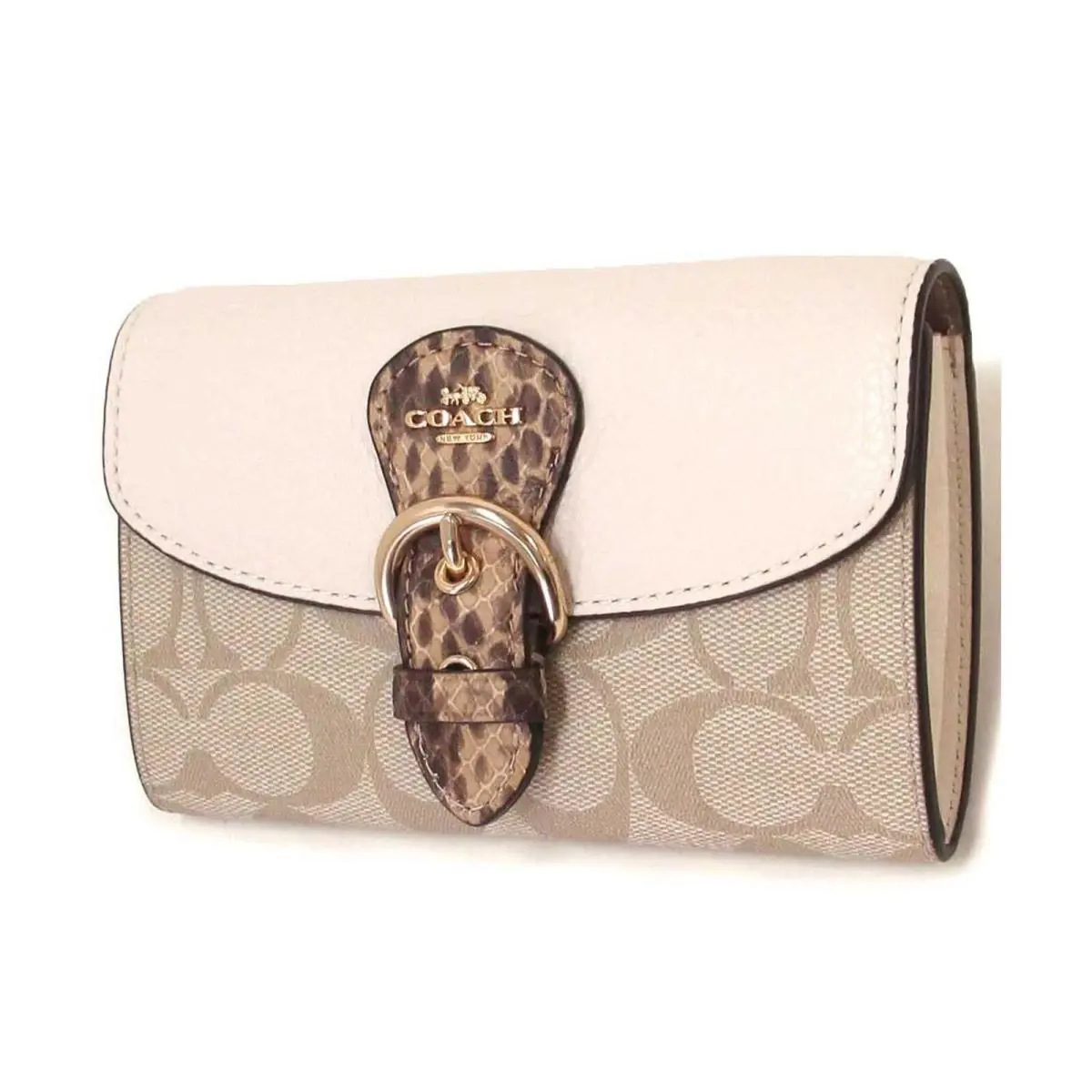 Coach Kleo Wristlet Wallet in Blocked Signature Canvas with Reptile Accent CA440
