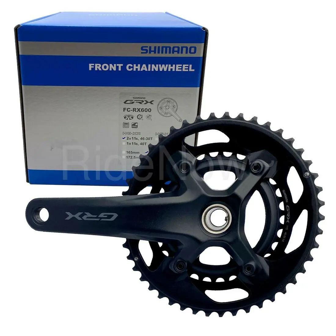 Shimano Grx Gravel Bike FC-RX600-2x11 Speed Crankset - 172.5mm 46/30T Black