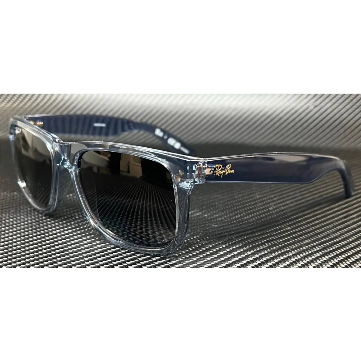 Ray Ban RB4165 6596T3 Transparent Blue Grey Polarized Men`s 55 mm Sunglasses by Ray-Ban