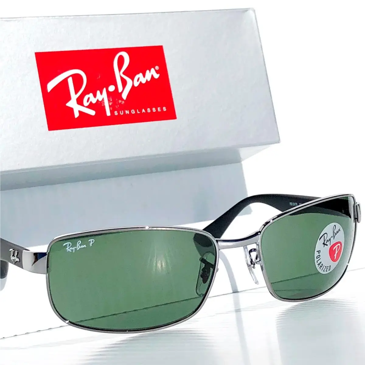 Ray Ban Gunmetal Black w Polarized Green G15 Lens Sunglass RB3478 004