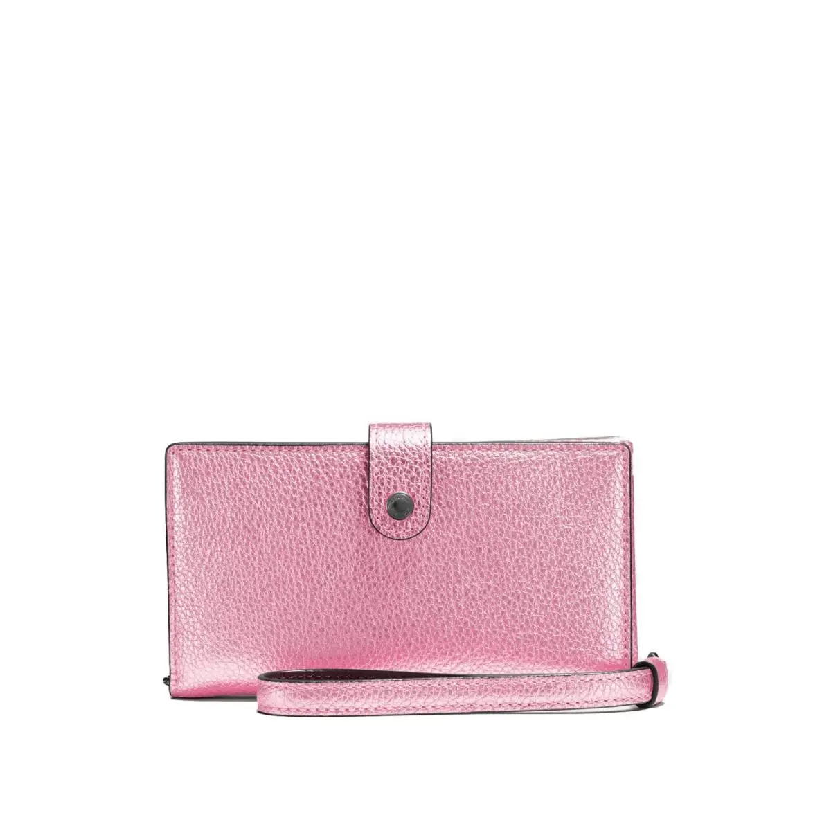 Coach Phone Wristlet in Metallic Leather