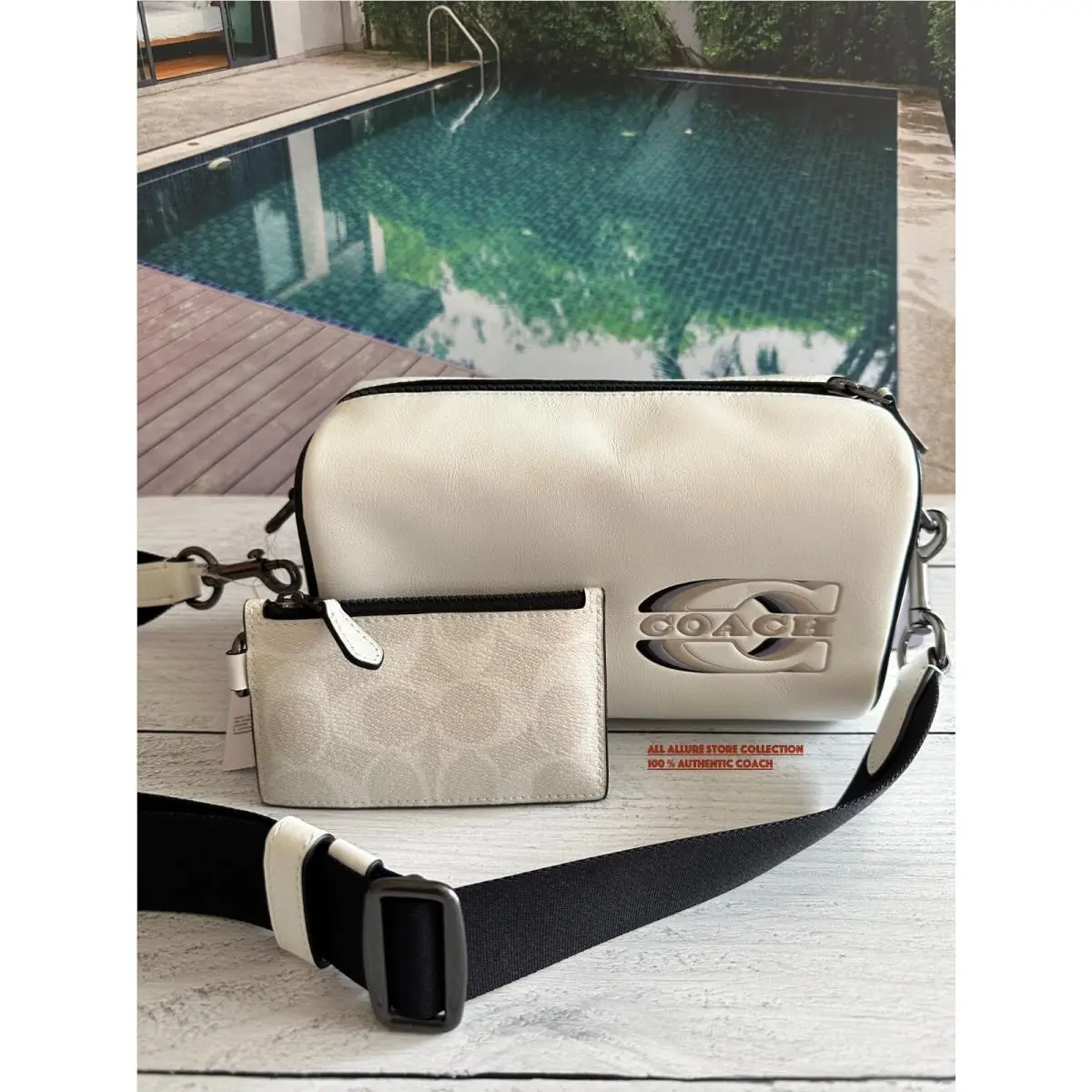Coach CJ818 Axel Crossbody In Smoother Leather Chalk Multi