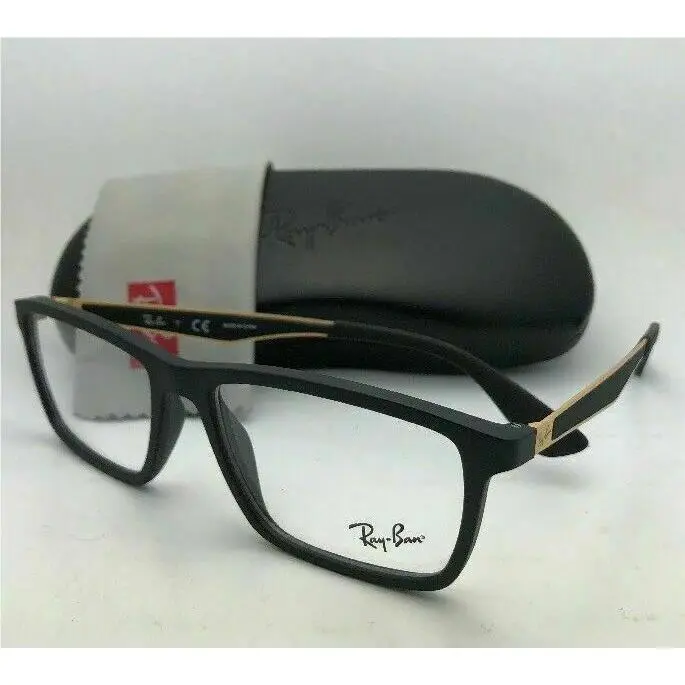 Ray-ban Rx-able Eyeglasses RB 7056 5644 55-17 145 Matte Black Gold Frames by Ray-Ban