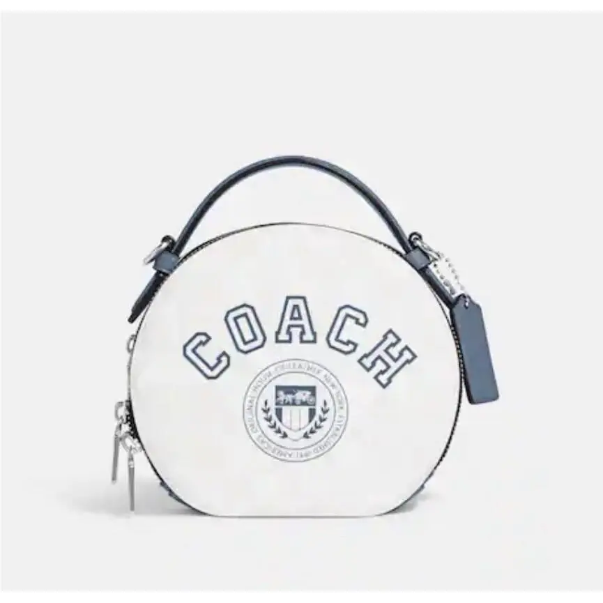 Canteen Crossbody Mini In Signature Canvas with Varsity Motif by Coach