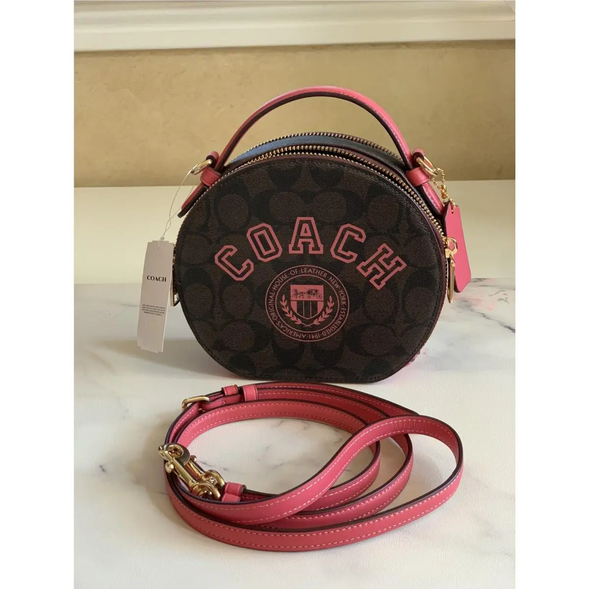 Canteen with Vasity Motif Sig Canvas Crossbody Bag In Brown Watermelon by Coach