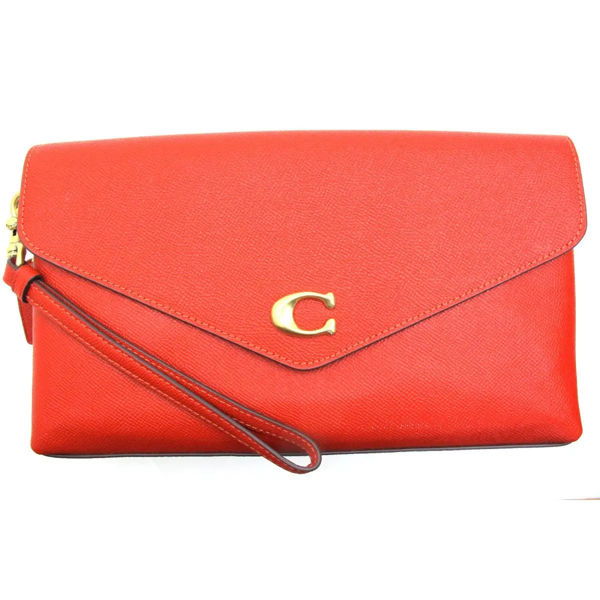 Crossgrain Leather Wyn Large Wristlet Clutch Sport Red CC48 by Coach