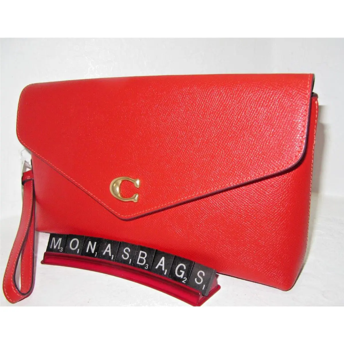 Coach CC487 Sport Red Wyn Cross Grain Leather Clutch Wristlet Bag