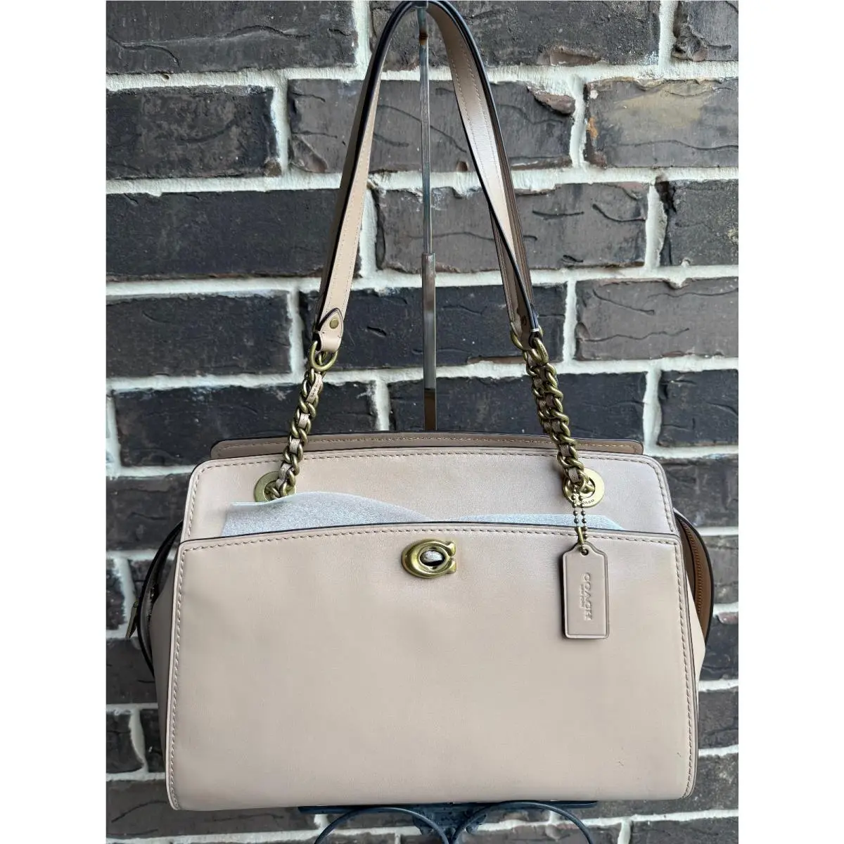 Coach 35575 Parker Turnlock Carryall Beechwood Leather Beige