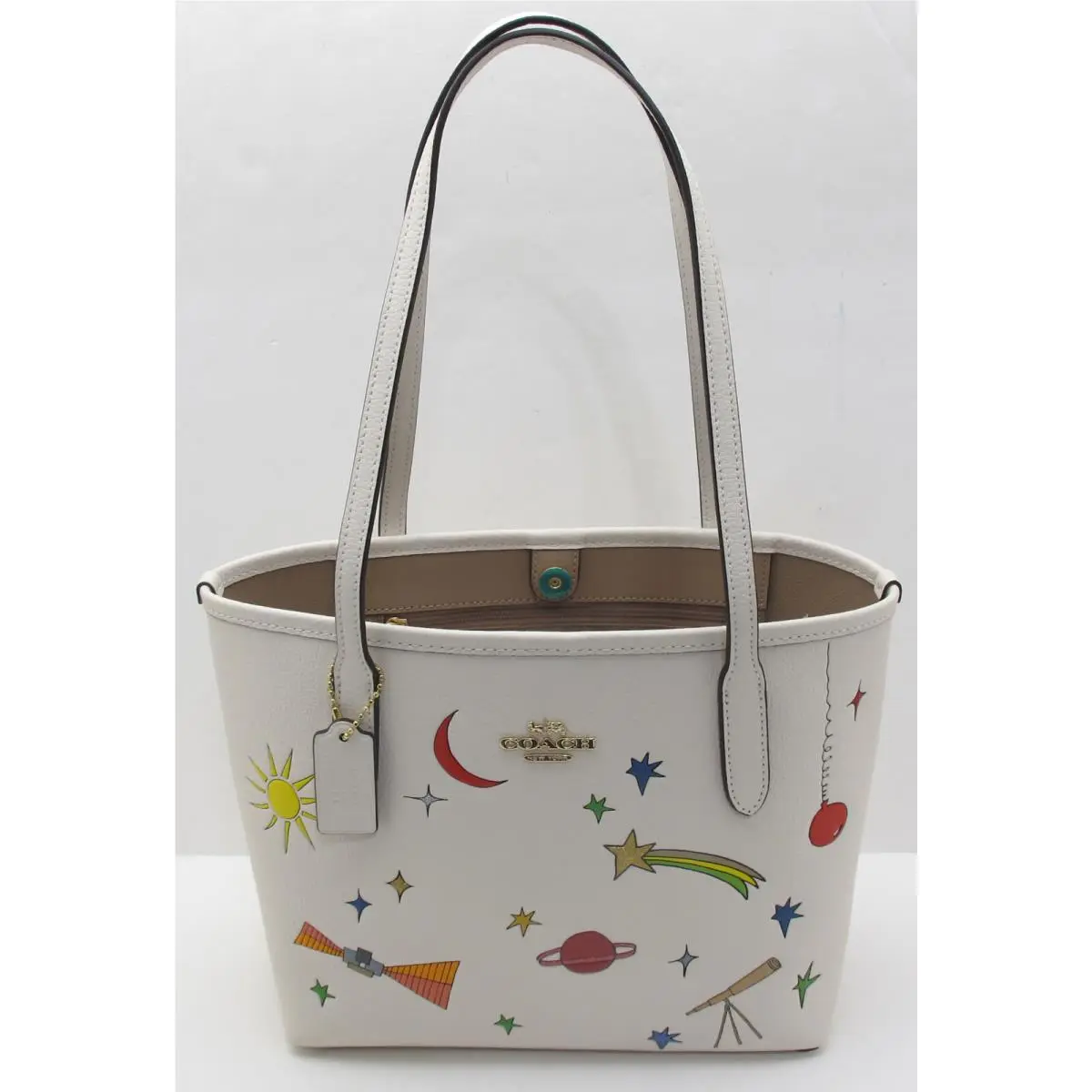 x Observed BY US Small Leather City Tote Chalk/off White by Coach