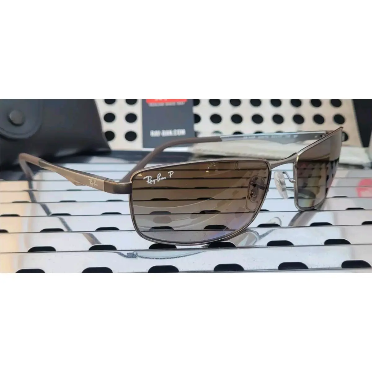 Ray Ban RB3498 Pilot Sunglasses Gunmetal w/ Gray Gradient Brown Polarized