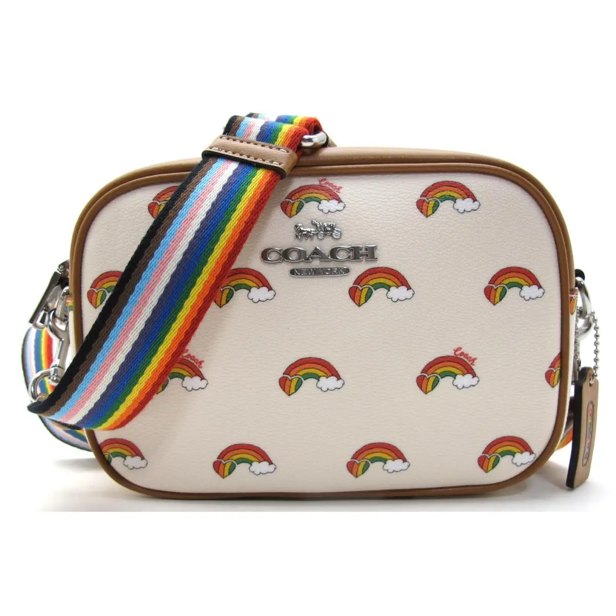 Coach Rainbow-heart Print Mini Jamie Camera Bag Crossbody Chalk Multi CJ647