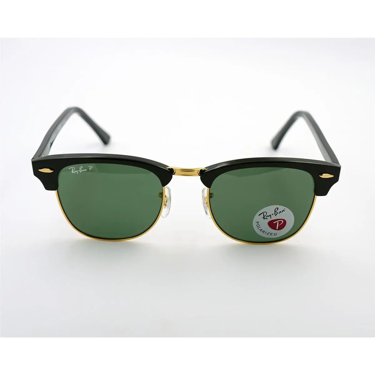 Ray-ban Sunglasses RB3016 Clubmaster Classic Polished Black Gold Frame 51mm - Frame: Black, Lens: Green