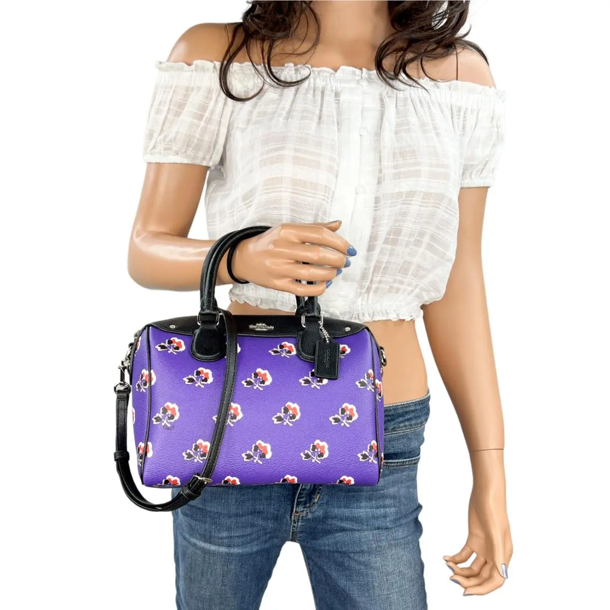 Coach Mini Bennett Satchel Shoulder Crossbody Bag Purple Multi
