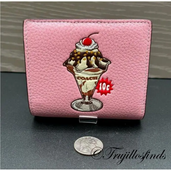 Coach Cherry Blossom Pink Leather Snap Wallet Ice Cream Sundae CU385