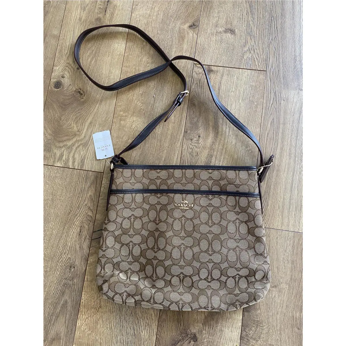 Coach Crossbody Khaki/brown Signature Canvas￼ Bag F58285