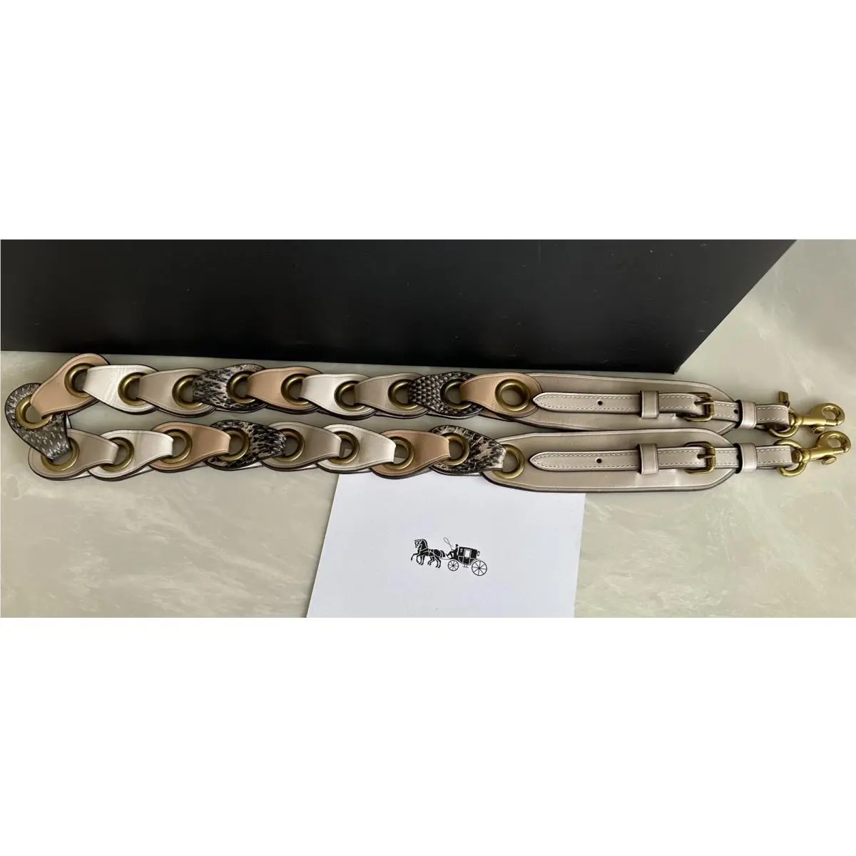 Coach Metallic Multicolor Mixed Leather Snakeskin Linked Novelty Strap 24112