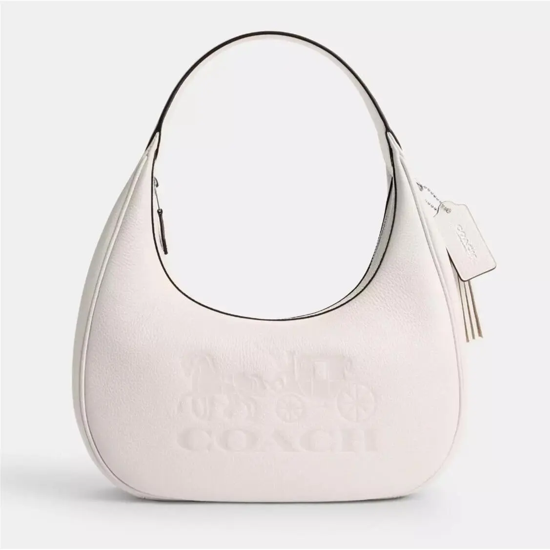 Coach Women`s Silver/chalk Carmen Refined Pebble Leather Shoulder Bag CR151