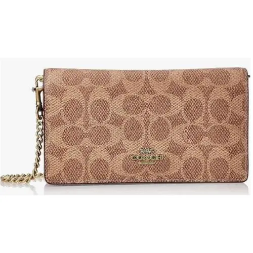 Coach Colorblock Coated Canvas Signature Wallet Convertible Beltbag Tan Rust