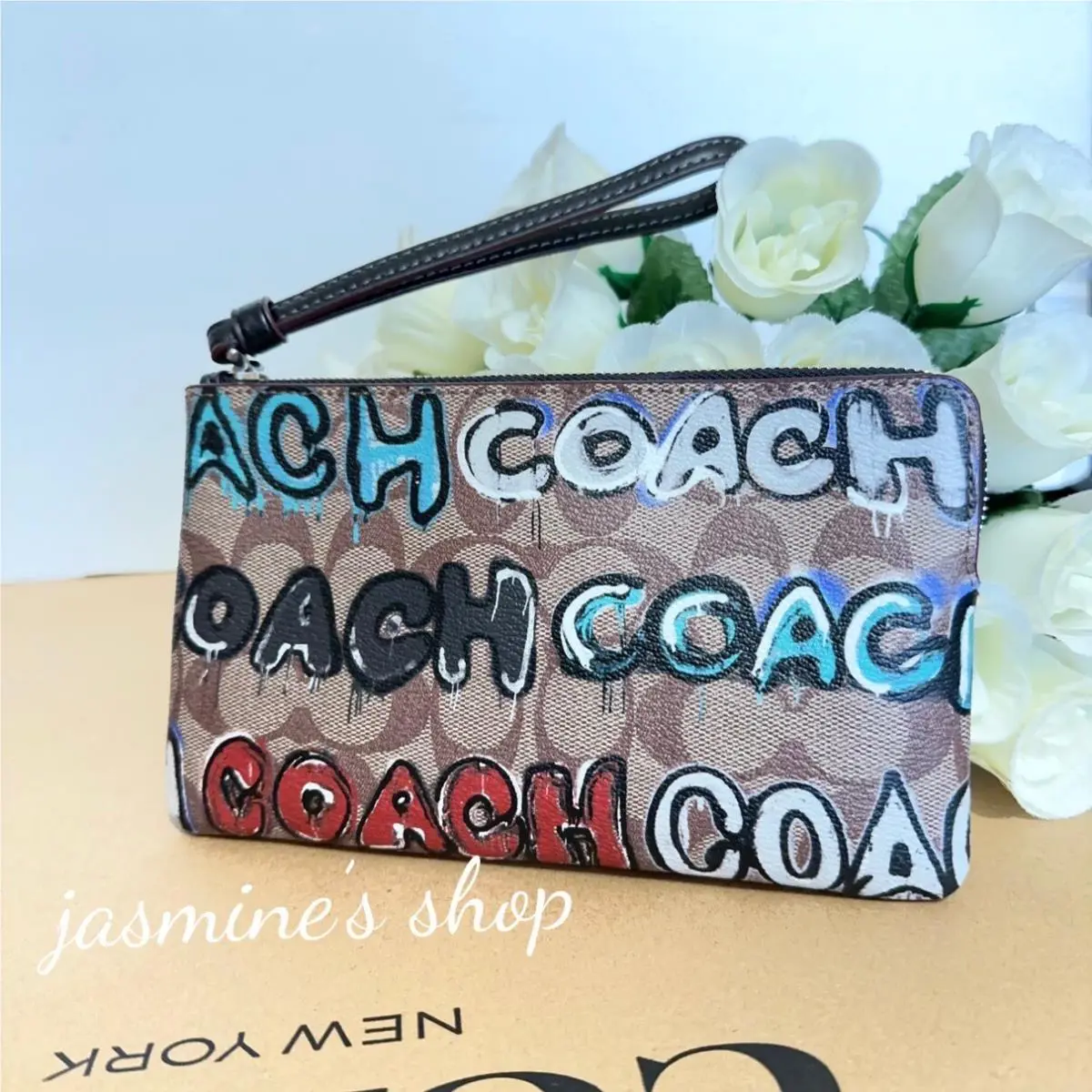 Coach X Mint + Serf Large Corner Zip Wristlet In Signature Canvas CM673