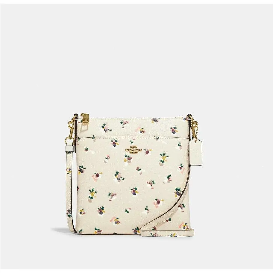 Coach Kitt with Paint Dab Floral Print Leather Messenger Crossbody C5998