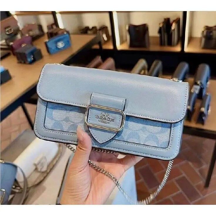 Coach Morgan Crossbody In Signature Chambray Smooth Leather Sv/cornflower Blue