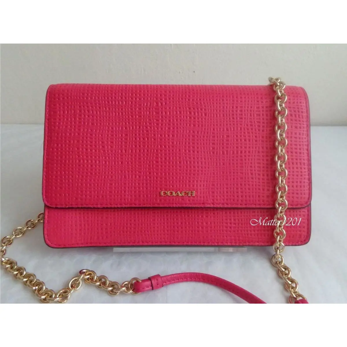 51556 Madison Embossed Leather Boxy Bag Pink Ruby by Coach