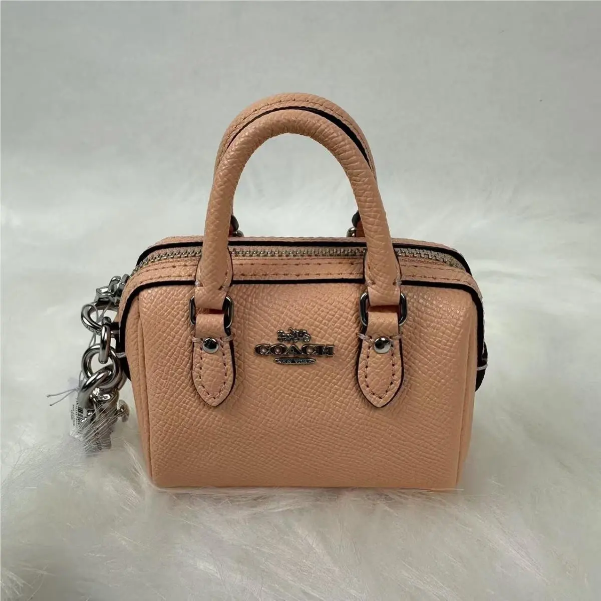 Coach Mini Rowan Satchel Bag Charm In Faded Blush Keychain CU279
