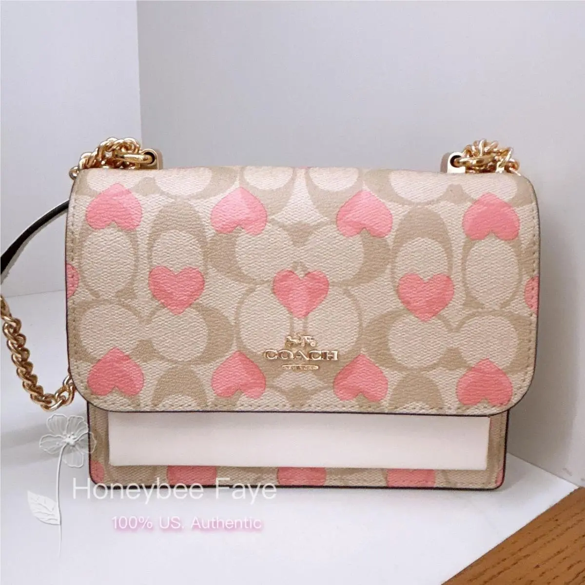 Coach Mini Klare Crossbody In Signature Canvas with Heart Print CO950