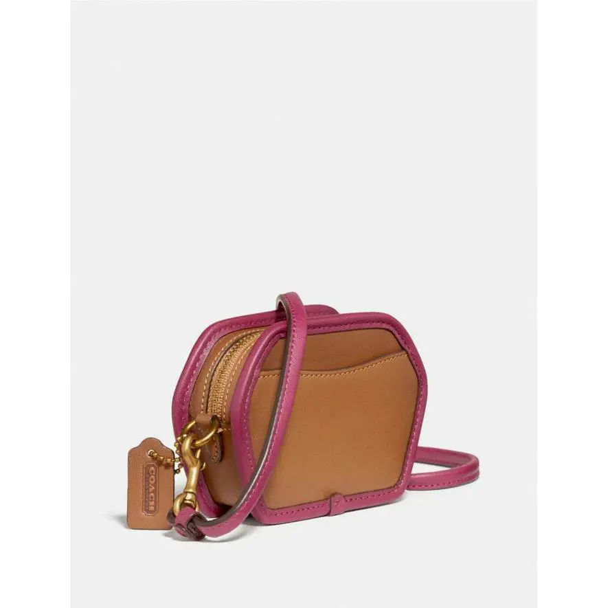 Coach Geometric Coin Case Leather Crossbody Wristlet Colorblock 306