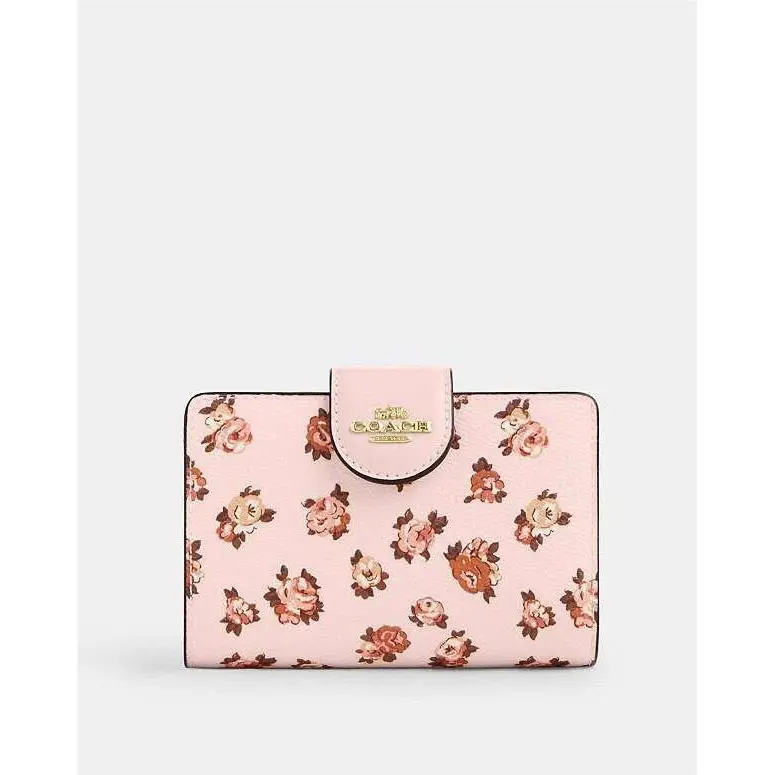 Coach Medium Corner Zip Wallet with Rosette Print CZ343
