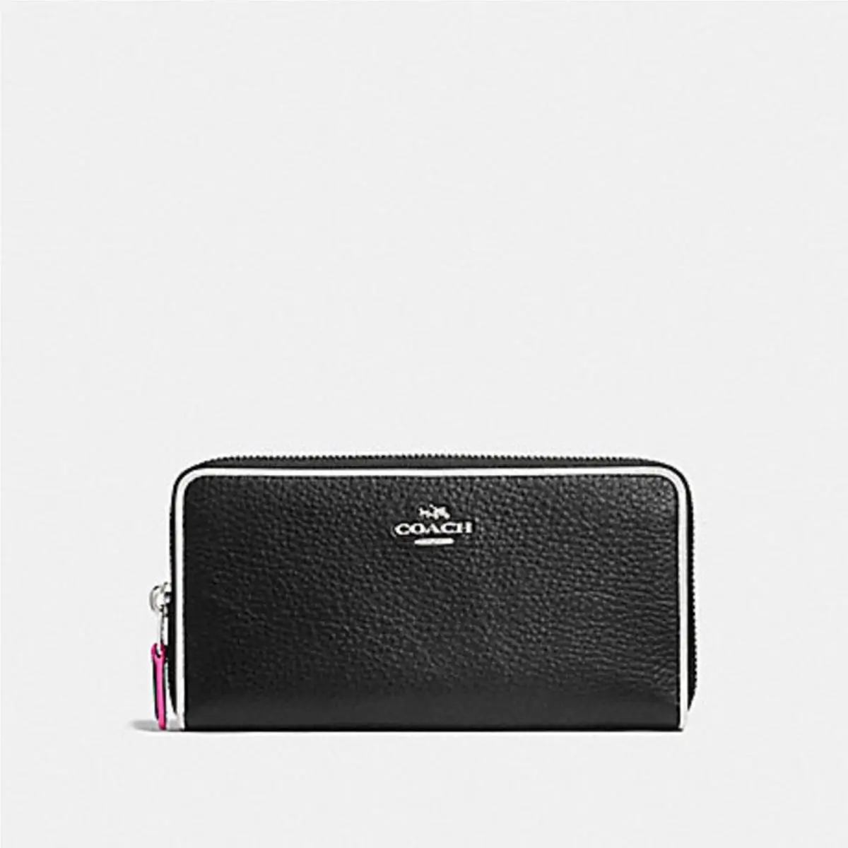 Coach Accordion Zip Wallet IN Polished Pebble Leather Multi Edgestain R
