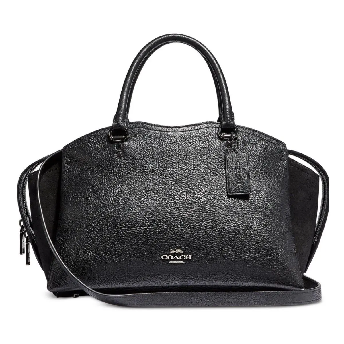 Coach 40862 Black Mixed Leather Drew Satchel Handbags Leather
