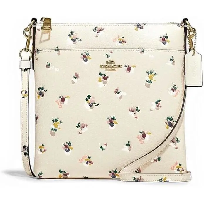 Coach Kitt with Paint Dab Floral Print Leather Messenger Crossbody C5998