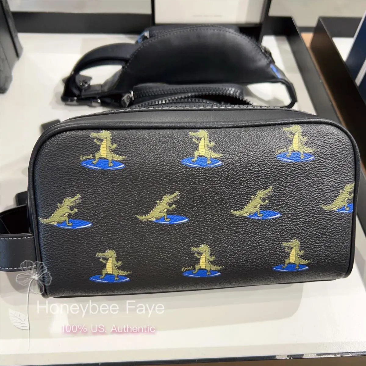 Coach Men`s Small Travel Kit with Surfing Crocodile Print CJ751