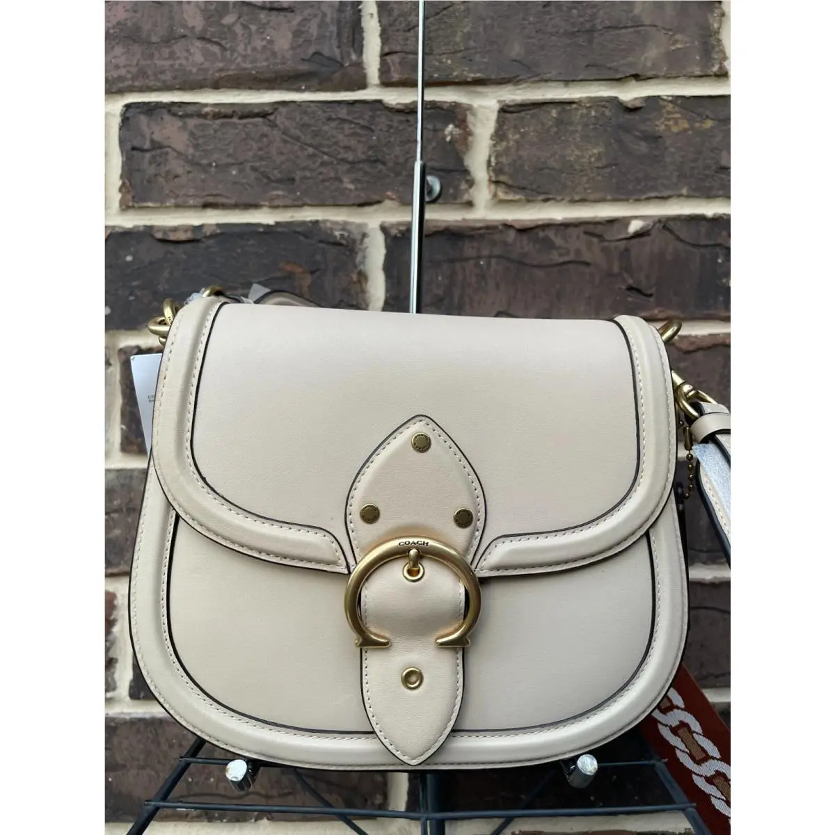 Coach Beat Saddle Bag C/b Ivory Glovetanned Leather C3738 2 Straps
