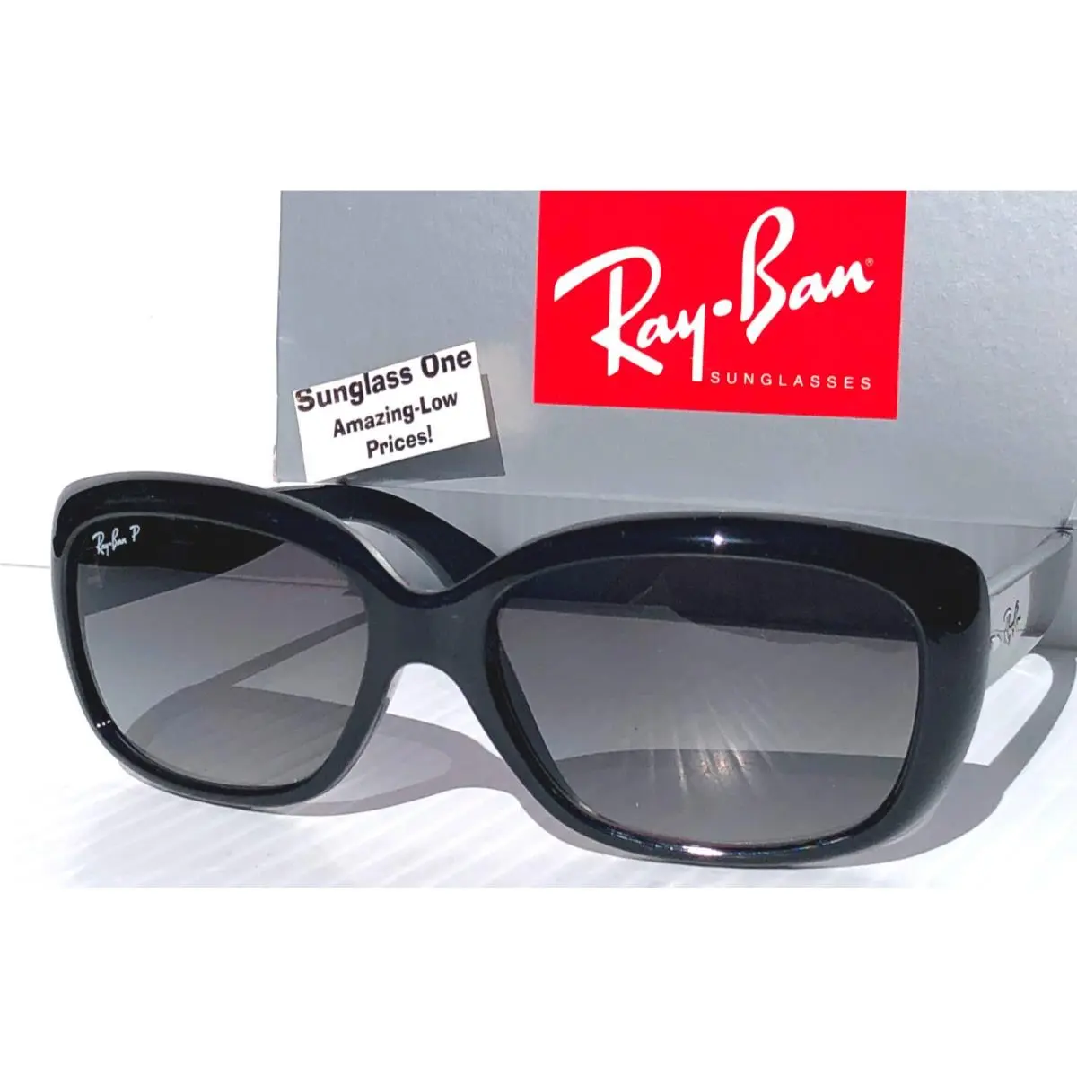 Ray Ban Jackie Ohh Black Polarized Gradient Grey Lens Sunglass RB 4101 601/T3 by Ray-Ban
