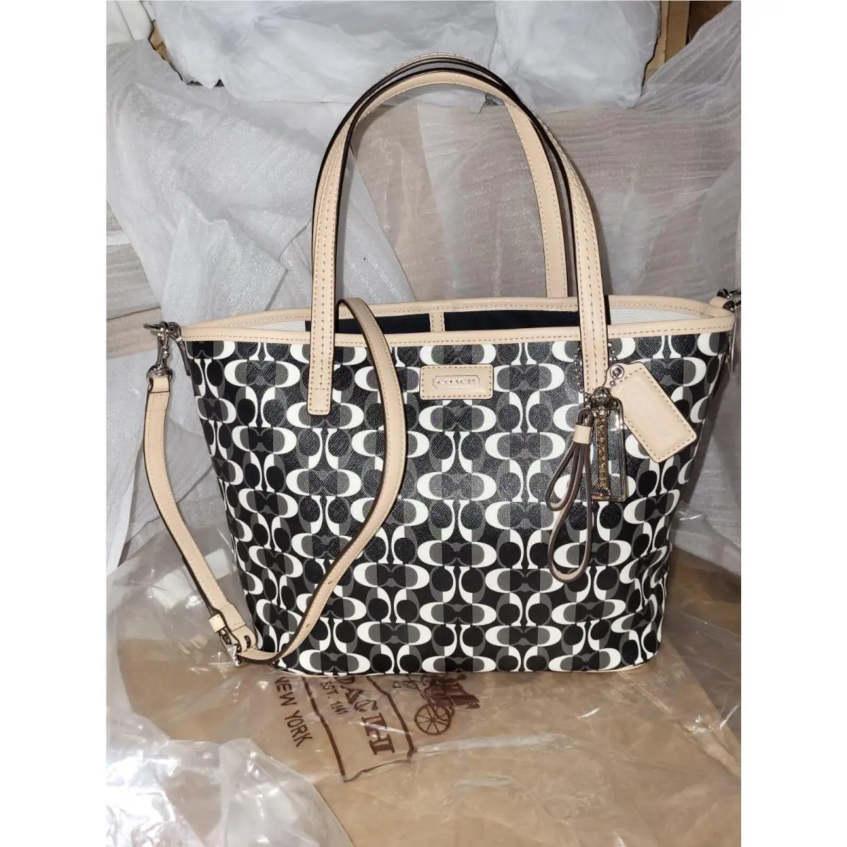 Coach F26201 Park Metro Dream C Signature Tote C Monogram Shoulder Handbag