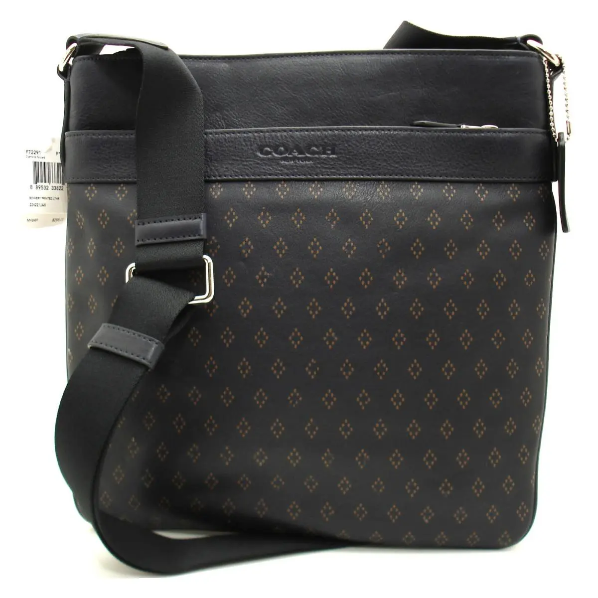 Coach Bowery Printed Leather Crossbody Navy Diamond Floulard Purse