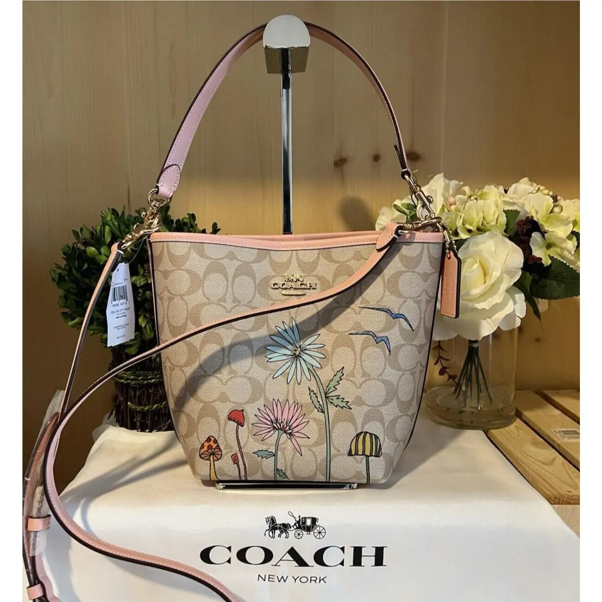 Coach X Observed by Us Signature Canvas City Bucket-light Khaki/blue/green/pink