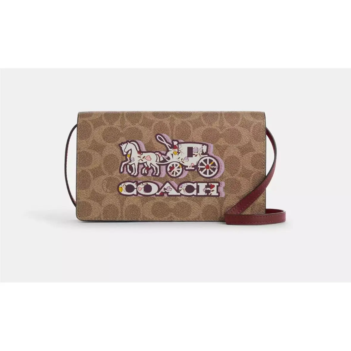 Anna Horse Carriage Signature Coated Canvas Foldover Xbody/clutch CX597 by Coach