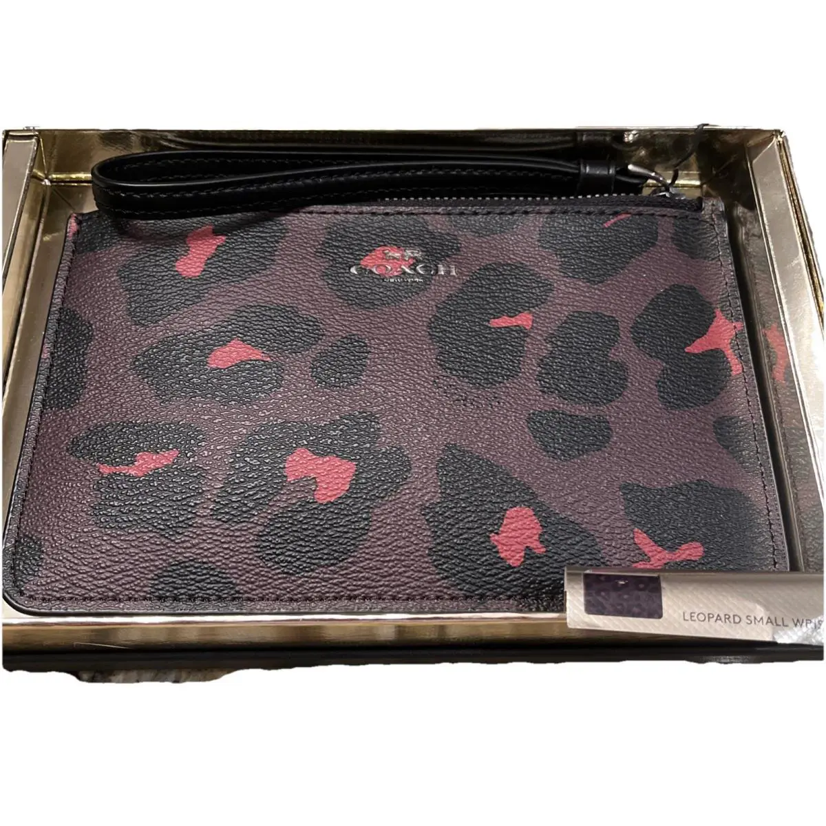 Coach Zip Wristlet in Leopard Print Multi-color