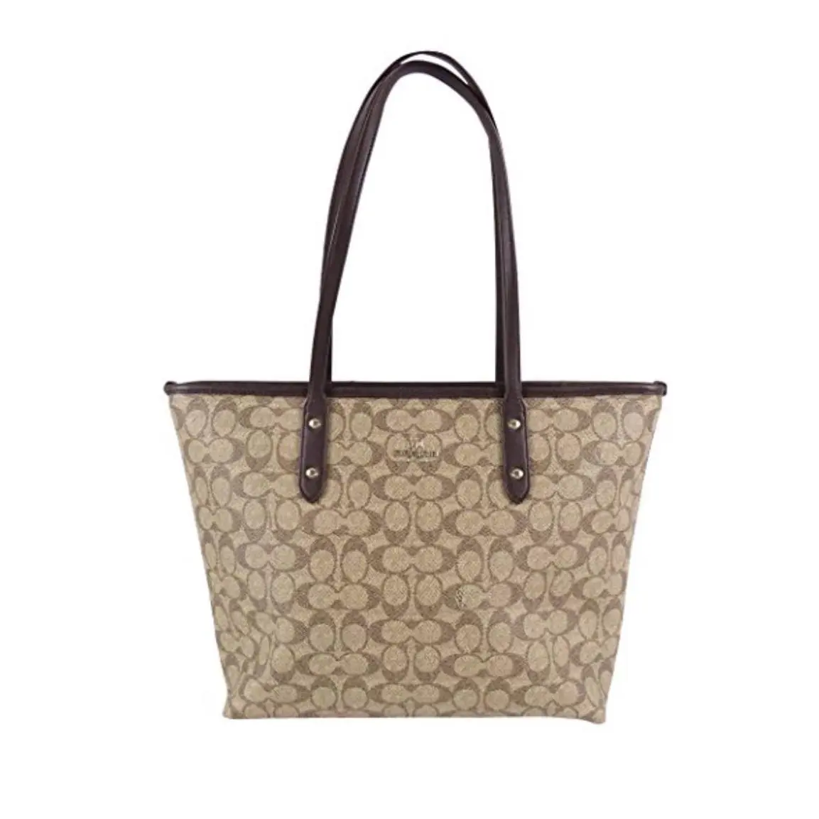 Coach City Zip Signature Tote Brown 37156 - Brown