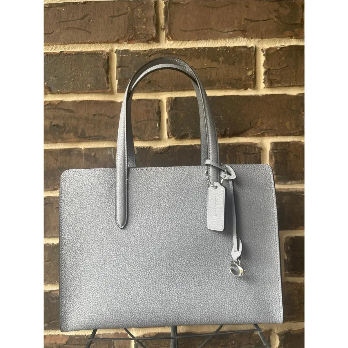 Coach Carter Carryall 28 CJ806 Tote Leather Gray Blue