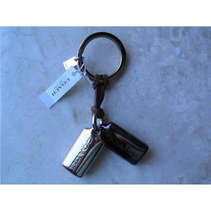 Coach Keychain Two Tone Coach Lozenge Style Metallic Black Great 4 Bag Rare