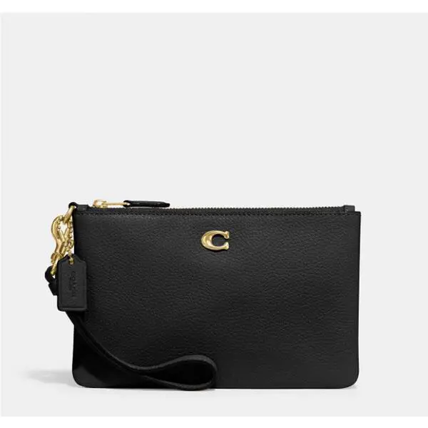 Polished Pebble Small Wristlet Black CH818 Packaging by Coach